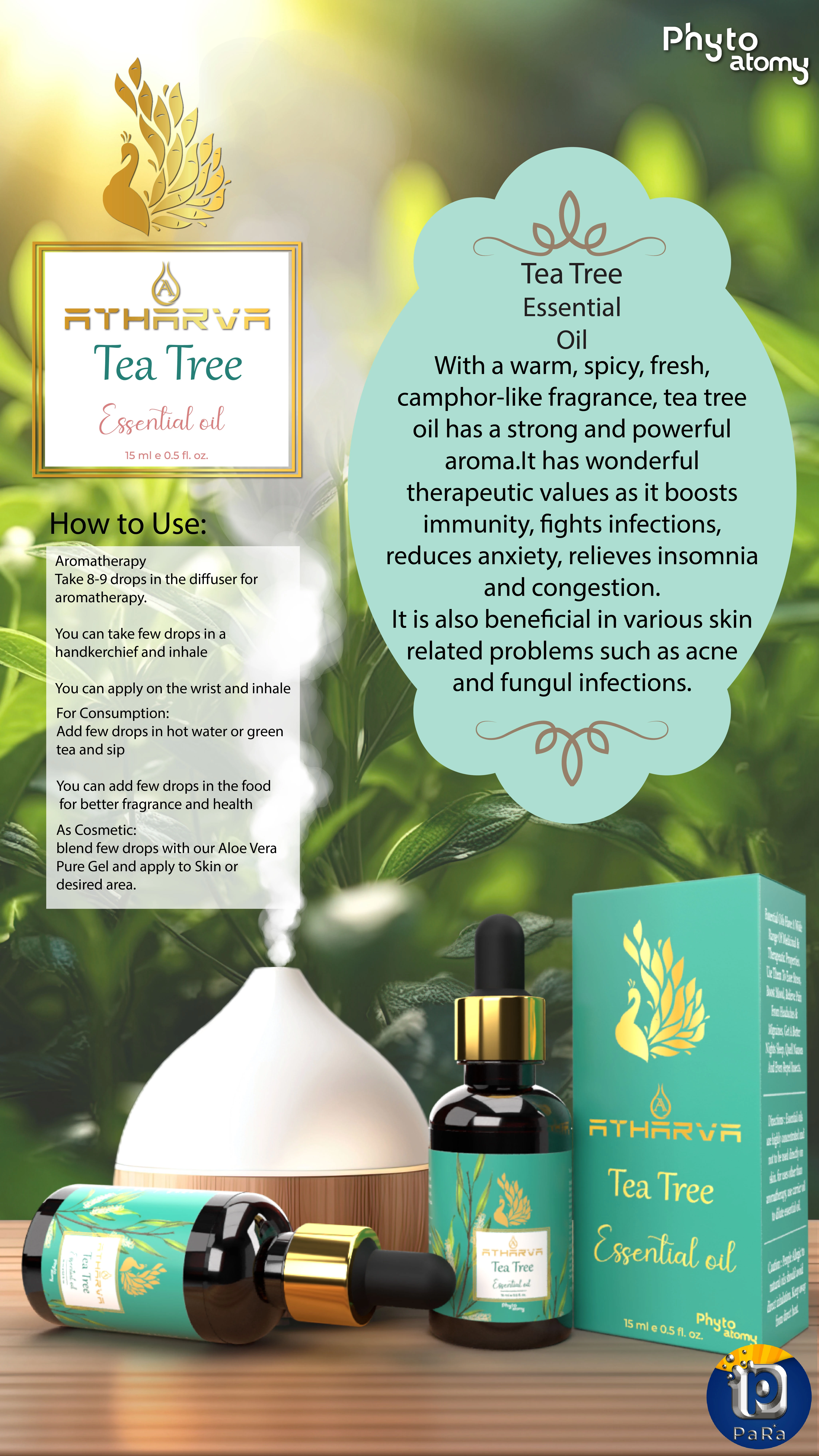 RBV B2B Atharva Tea Tree Essential Oil (15ml)-12 Pcs.
